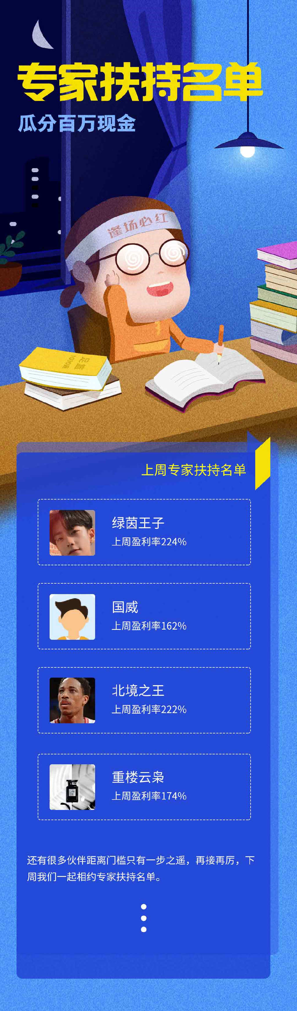 第七期专家扶持奖励名额  	